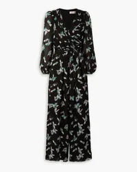 Diane von Furstenberg Poet wrap-effect printed crepe wide-leg jumpsuit - Black Black