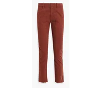 Jenna cotton-blend twill slim-leg pants - Red