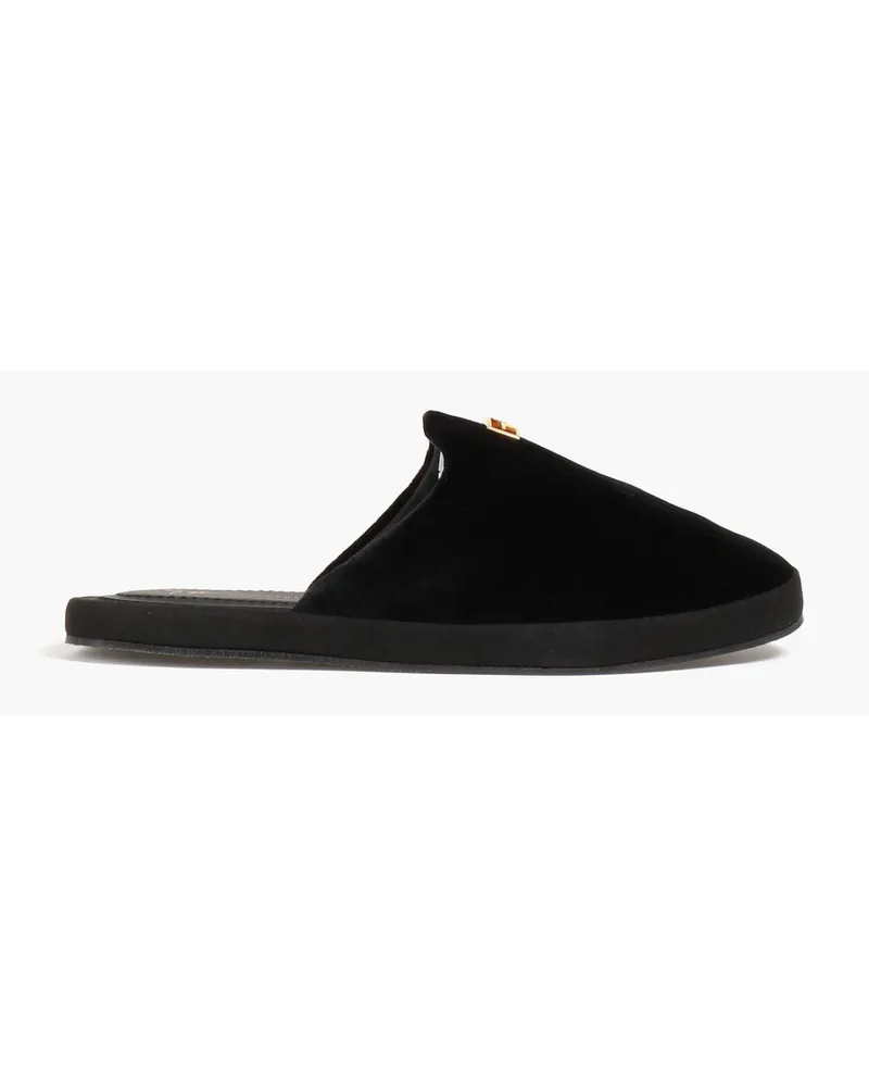 Therese 05 appliquéd velvet slippers - Black