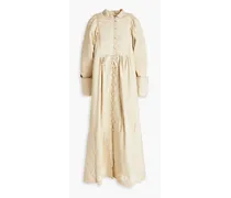 Embroidered cotton-blend sateen coat - Neutral