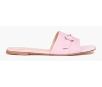 Buckled suede slides - Pink