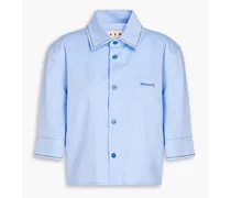 Cropped cotton-poplin shirt - Blue