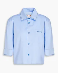 Marni Cropped cotton-poplin shirt - Blue Blue