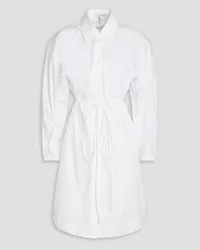 Derek Lam Jayce gathered cutout cotton-poplin shirt dress - White White