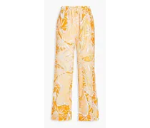 Printed mousseline wide-leg pants - Orange
