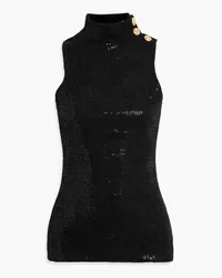 Balmain Sequined velvet turtleneck top - Black Black