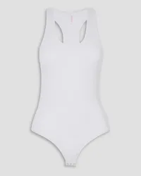 Commando Luxury ribbed stretch cotton and modal-blend bodysuit - White White