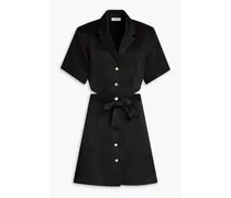 Cutout shantung mini shirt dress - Black