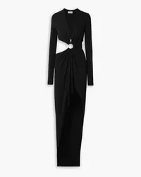 Alexandre Vauthier Asymmetric embellished cutout stretch-crepe gown - Black Black