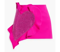 Crystal-embellished ruffled wool-blend mini skirt - Pink