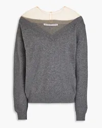 Alexander Wang Layered tulle and wool-blend sweater - Gray Gray