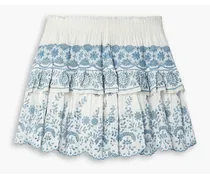 Charmaine tiered broderie anglaise voile mini skirt - Blue
