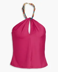 Veronica Beard Akeeva cutout embellished jersey halterneck top - Pink Pink