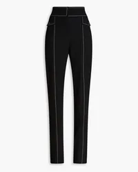 Moschino Topstitched twill straight-leg pants - Black Black