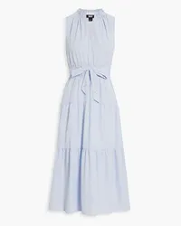 DKNY Tiered striped poplin midi dress - Blue Blue