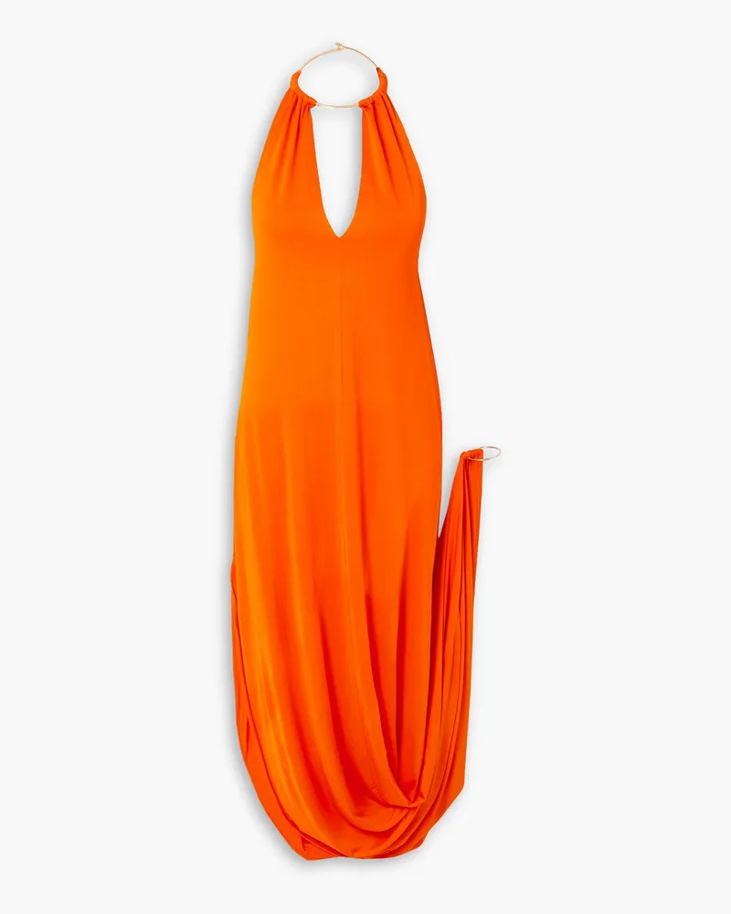 Cult Gaia Luna embellished draped stretch-jersey gown - Orange Orange