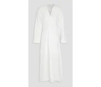 Ruched twill midi dress - White