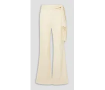 Vea crinkled bamboo and silk-blend flared pants - White