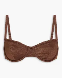 Onia Marilyn metallic stretch-jersey underwired bikini top - Brown Brown