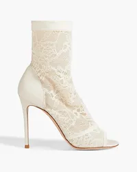 Gianvito Rossi Missy leather-trimmed stretch-lace ankle boots - White White