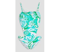 Cutout printed swimsuit - White
