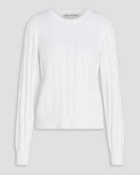 Autumn Cashmere Lattice-trimmed cotton sweater - White White