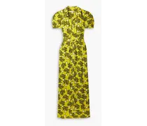 Paddy printed cotton-jacquard maxi shirt dress - Yellow