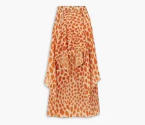 Margot layered printed chiffon maxi skirt - Orange