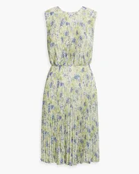 Mikael Aghal Floral-print plissé-chiffon dress - Green Green