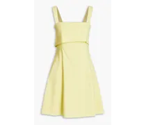Draped linen-blend mini dress - Yellow