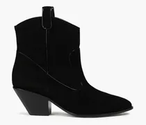 Suede-paneled leather ankle boots - Black