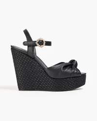 Dolce & Gabbana Knotted leather wedge sandals - Black Black