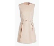 Belted cotton-blend twill mini dress - Pink
