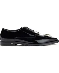 Dolce & Gabbana Crystal-embellished patent-leather brogues - Black Black