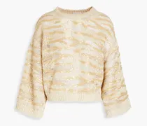 Sequin-embellished silk-blend sweater - Neutral