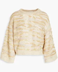 Brunello Cucinelli Sequin-embellished silk-blend sweater - Neutral Neutral