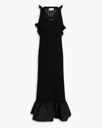 RED Valentino Cotton crochet and taffeta maxi dress - Black Black