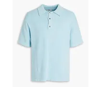 Ribbed cotton-blend terry polo shirt - Blue