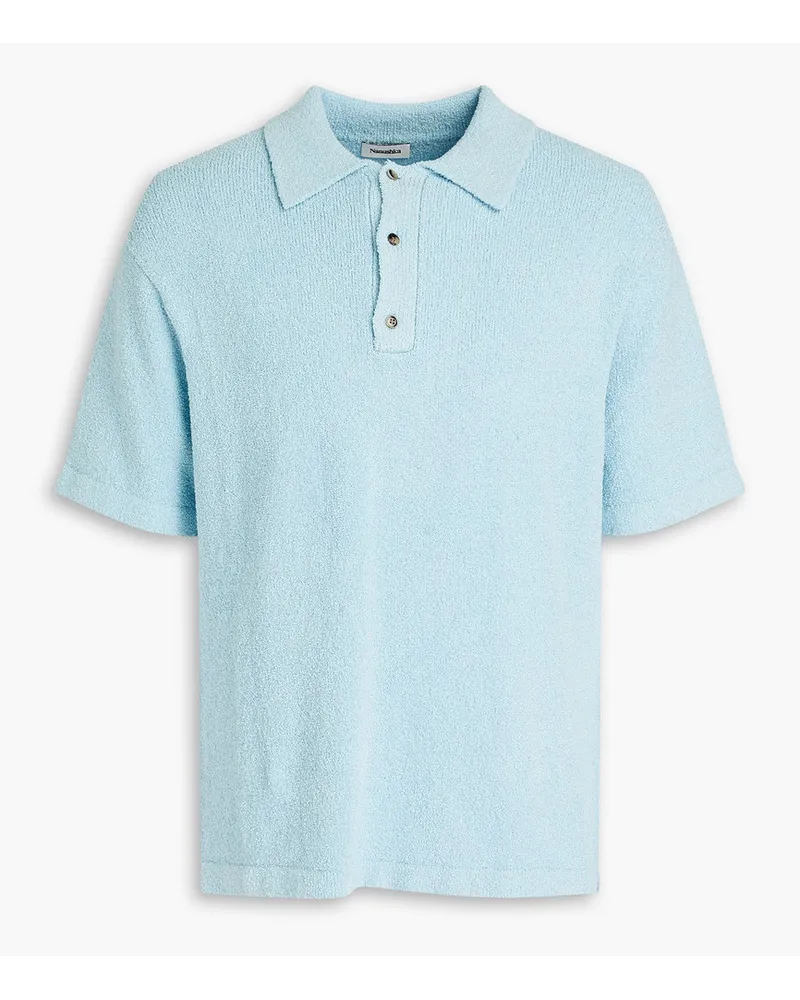 Nanushka Ribbed cotton-blend terry polo shirt - Blue Blue