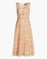 Theory Cutout printed woven midi dress - Neutral Neutral