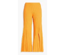 Irvan ribbed-knit wide-leg pants - Yellow