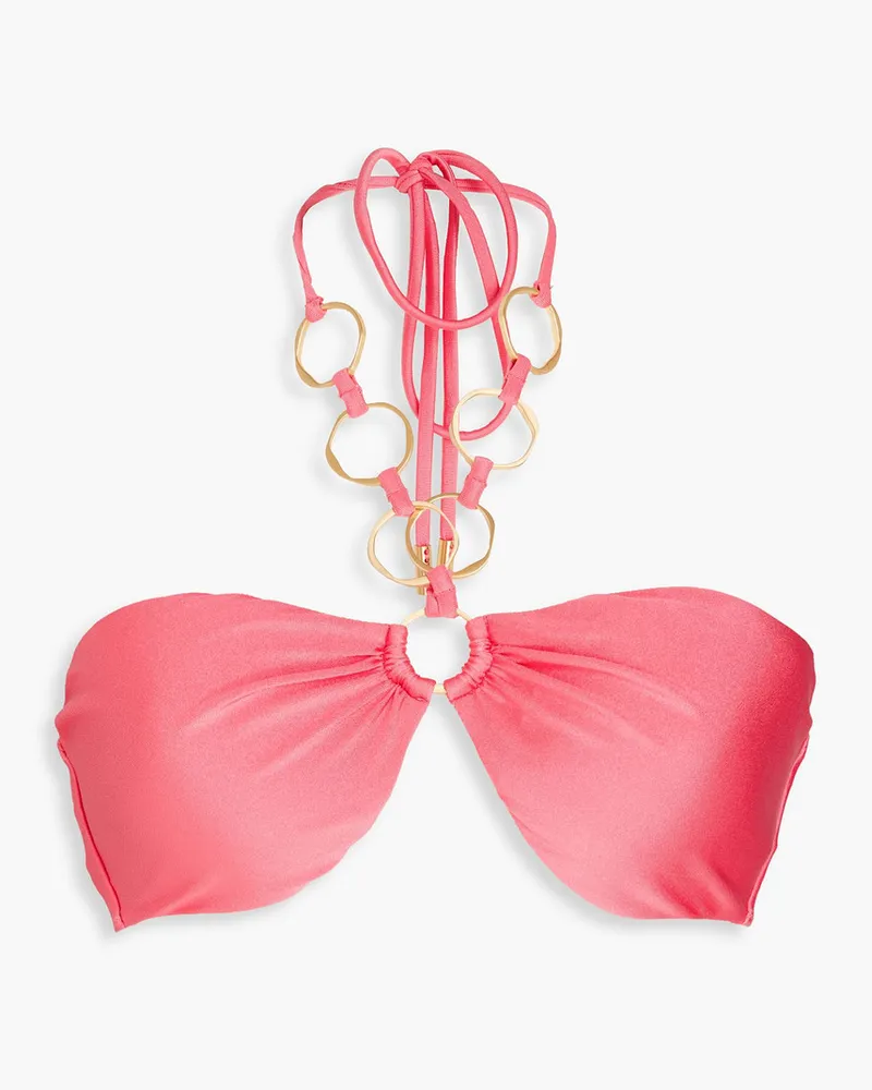 Cult Gaia Yanna cutout embellished halterneck bikini top - Pink Pink