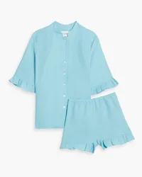 SLEEPER Ruffled linen pajama set - Blue Blue