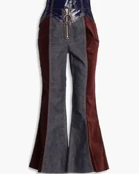 Zimmermann Corduroy-paneled high-rise kick-flare jeans - Blue Blue