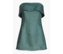 Elba strapless linen-twill mini dress - Green