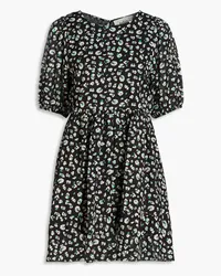 ba&sh Beth printed cotton-blend voile mini dress - Black Black