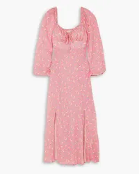 RIXO Olimani tie-detailed floral-print crepe de chine midi dress - Pink Pink