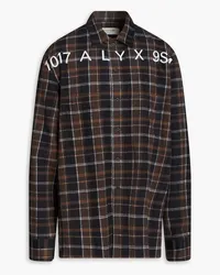 1017 ALYX 9SM Logo-print checked cotton-flannel shirt - Brown Brown