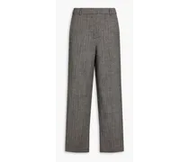 Herringbone wool wide-leg pants - Black