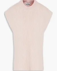 Ganni Ribbed wool-blend vest - Pink Pink